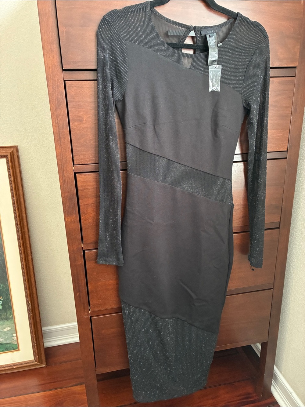 Revolve h:ours Lavo sparkly mesh panel bodycon dress - Picture 2 of 7